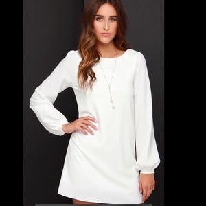 Lulus white shift dress long sleeve size large